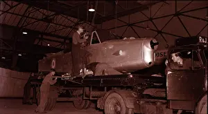 Prentice: Percival Prentice being loaded on to the back of a lorry