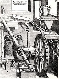 Pumps: Perpetual motion: A grinding mill M, driven by