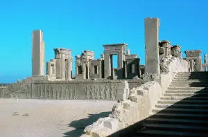 Plinth: Persepolis (Takht-e-Jamshid). Apadana Palace. Ruins. First