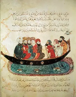 Euphrates: Persian ship on the Euphrates River. Persian