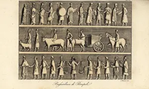 Heliopolis: Persian soldiers with weapons, cattle, wagons, etc