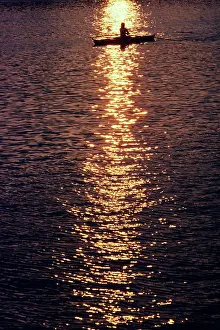 Bar007: One person single scull sunset of schuylkill