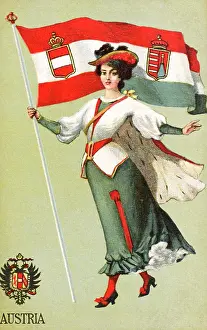 Archetype: Personification of the Austro-Hungarian Empire with Flag