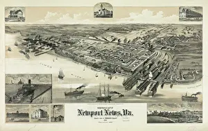 C1892: Perspective map of Newport News, Va. County seat of Warwick