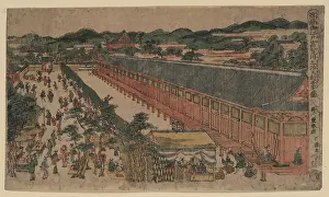 Bays: Perspective picture of hall of thirty-three bays, Fukagawa i