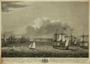 Eastward: This perspective view of the harbour, with the land to the w
