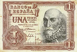 Marquis: Bill of a one peseta. 1953. Spain