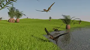 Peteinosaurus: Peteinosaurus reptiles on the shore of a prehistoric ?