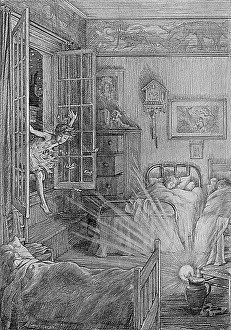Peter Pan flies in through the window