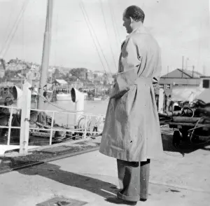 Thorneycroft: Peter Thorneycroft standing at a ferry port