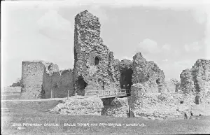 Pevensey: Pevensey Castle - Eagle Tower and Drawbridge