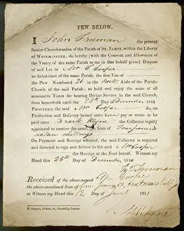 Churchgoing: PEW RENT RECEIPT