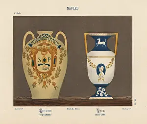 Delftware: Pharmacy pitcher and vase from Naples, Italy
