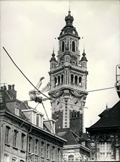 Walked: Philippe Petit, tightrope walker, performs in Lille, France