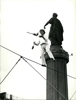 Tightrope: Philippe Petit, tightrope walker, performs in Lille, France