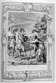 Represented: Phineus and the Harpies. Engraved illustration