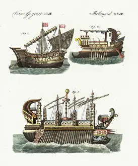 Bertuchs: Phoenician merchant ship, warship, and floating