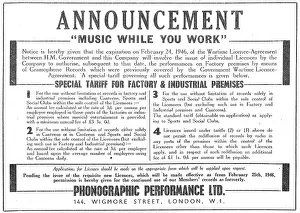 Phonographic: Phonographic Performance Music While You Work