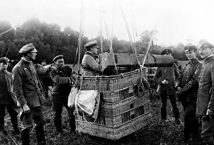 Stationary: Photo camera in the basket of an german observation balloon