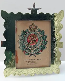Sapper: Photo frame - printed coloured badge of Royal Engineers