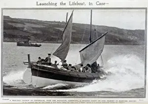 Voyagers: Photograph of a practice launch of the Lifeboat, Coverack