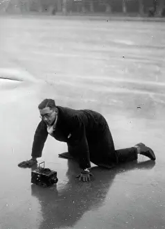 Slippery: Photographer on ice