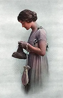Knitter: Phyllis Dare knitting, WW1