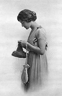 Knitter: Phyllis Dare knitting, WW1