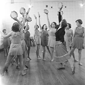 Tambourines: Physical education, girls