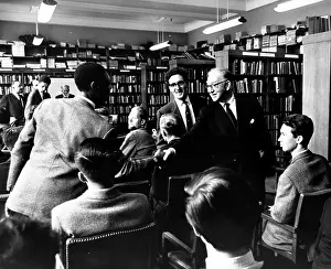 Cockcroft: Physicist John Cockcroft at a meeting in the library