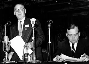 Cockcroft: Physicist John Cockcroft at a press conference