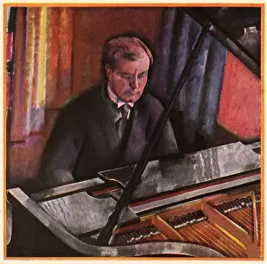 Frowning: Pianist at Grand Piano