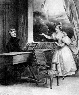 Keyboard: Pianist at the keyboard. 19th century