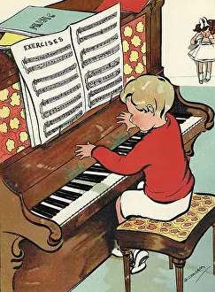 Playtime Nostalgia Illustration: Piano playing