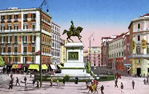 Roundabout: Piazza del Municipio with equestrian statue, Naples, Italy