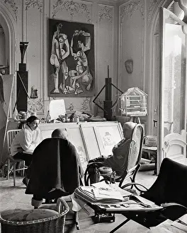 Californie: Picasso with Jacqueline Roque and Kahnweiler