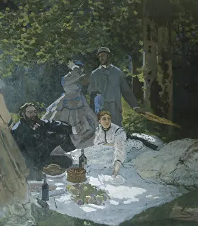 Dejeuner: Picnic on the grass with two couples