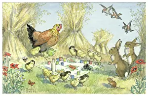 Whimsical: Picnic for hen and chicks