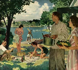Crockwell: Picnic By the Lake
