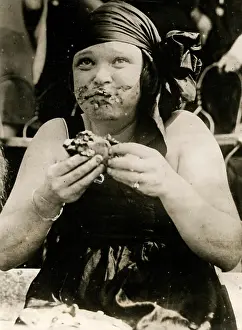 Contestant: Pie eating contest, National Bathing Beach, Washington 1921