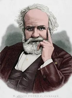 Astronomer: Pierre Janssen (1824-1907). Engraving. Colored