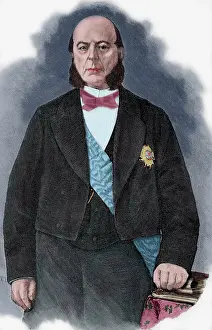 Sideburn: Pierre Jules Baroche (1802-1870). Colored engraving, 1883