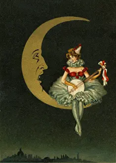 Pierrette: Pierrette sitting on the moon