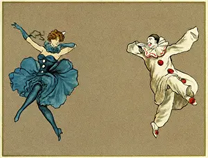 Pierrette: Pierrot & pierette in blue dancing