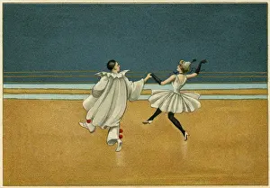Pierrette: Pierrot & pierette in white dancing