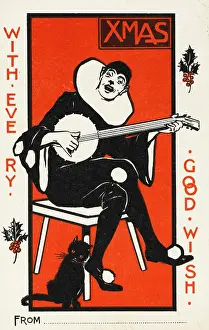 A Pierrot playing the banjo