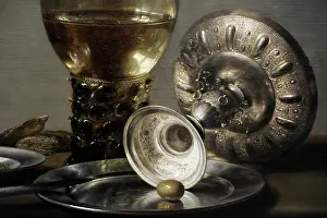 Olive: Pieter Claesz (c. 1597-1660). Still life, c. 1635. Detail