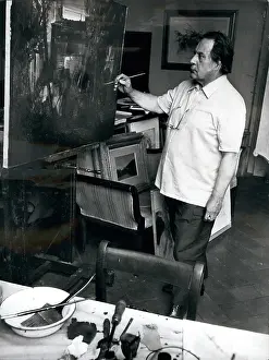 Restoring: Pietro Annigoni, Italian painter, in his studio