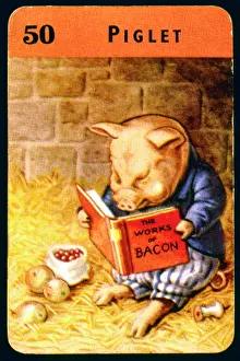 Bacon: Piglet reading The Works of Bacon