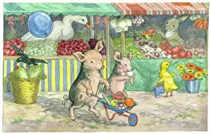 Piglets: When Piglets Go to Market piglets at fruit stall
